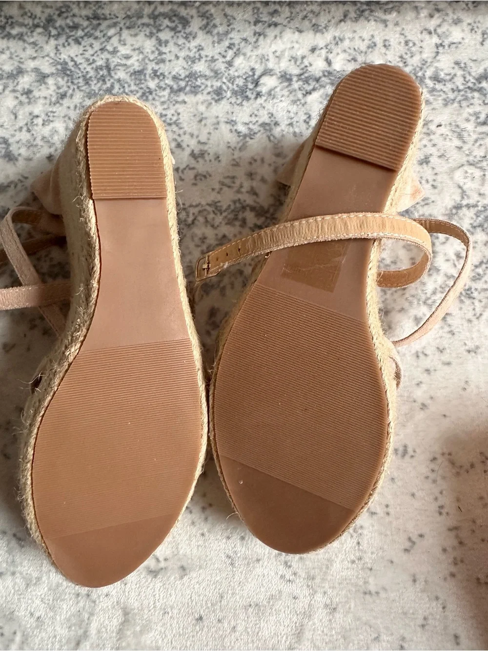 Women's Beige Strappy Espadrille Wedge Sandals
